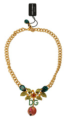 Dolce & Gabbana Gold Brass Crystal Logo Fruit Floral Statement Necklace -   -  Dolce & Gabbana.