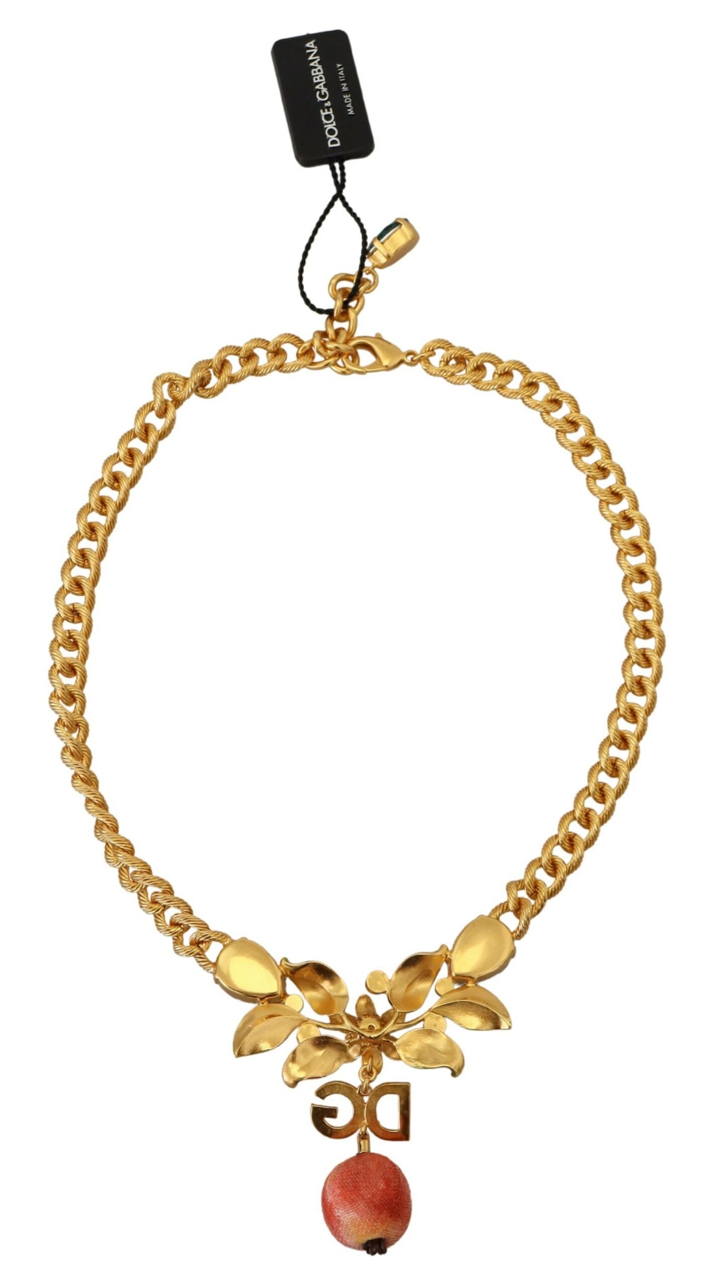 Dolce & Gabbana Gold Brass Crystal Logo Fruit Floral Statement Necklace -   -  Dolce & Gabbana. Dolce & Gabbana Gold Brass Crystal Logo Fruit Floral Statement Necklace -   -  Dolce & Gabbana.
