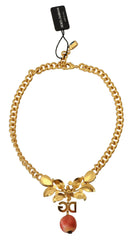 Dolce & Gabbana Gold Brass Crystal Logo Fruit Floral Statement Necklace -   -  Dolce & Gabbana.