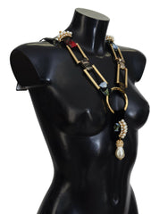 Dolce & Gabbana Gold Brass Sicily Crystal Robe Statement Necklace -   -  Dolce & Gabbana.