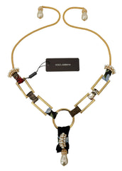 Dolce & Gabbana Gold Brass Sicily Crystal Robe Statement Necklace -   -  Dolce & Gabbana.