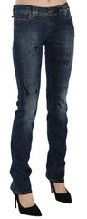 John Galliano Blue Newspaper Print Low Waist Skinny Denim Pants -   -  John Galliano.