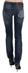 John Galliano Blue Newspaper Print Low Waist Skinny Denim Pants -   -  John Galliano.