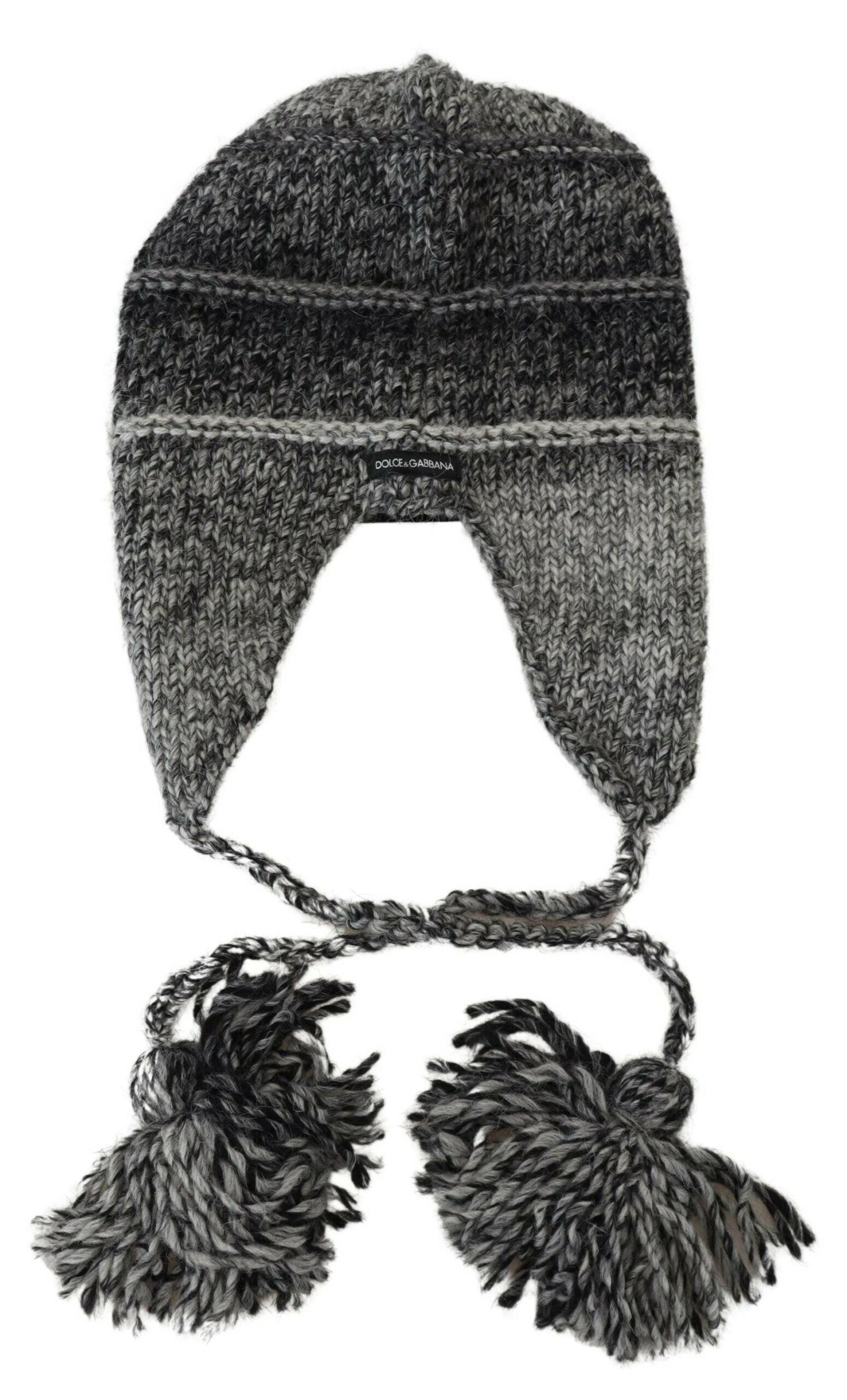 Dolce & Gabbana Gray Warm Fleece Ear Flaps Knit Beanie Hat -   -  Dolce & Gabbana. Dolce & Gabbana Gray Warm Fleece Ear Flaps Knit Beanie Hat -   -  Dolce & Gabbana.