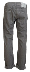 Acht Gray Cotton Straight Fit Folded Hem Casual Denim Jeans -   -  Acht.
