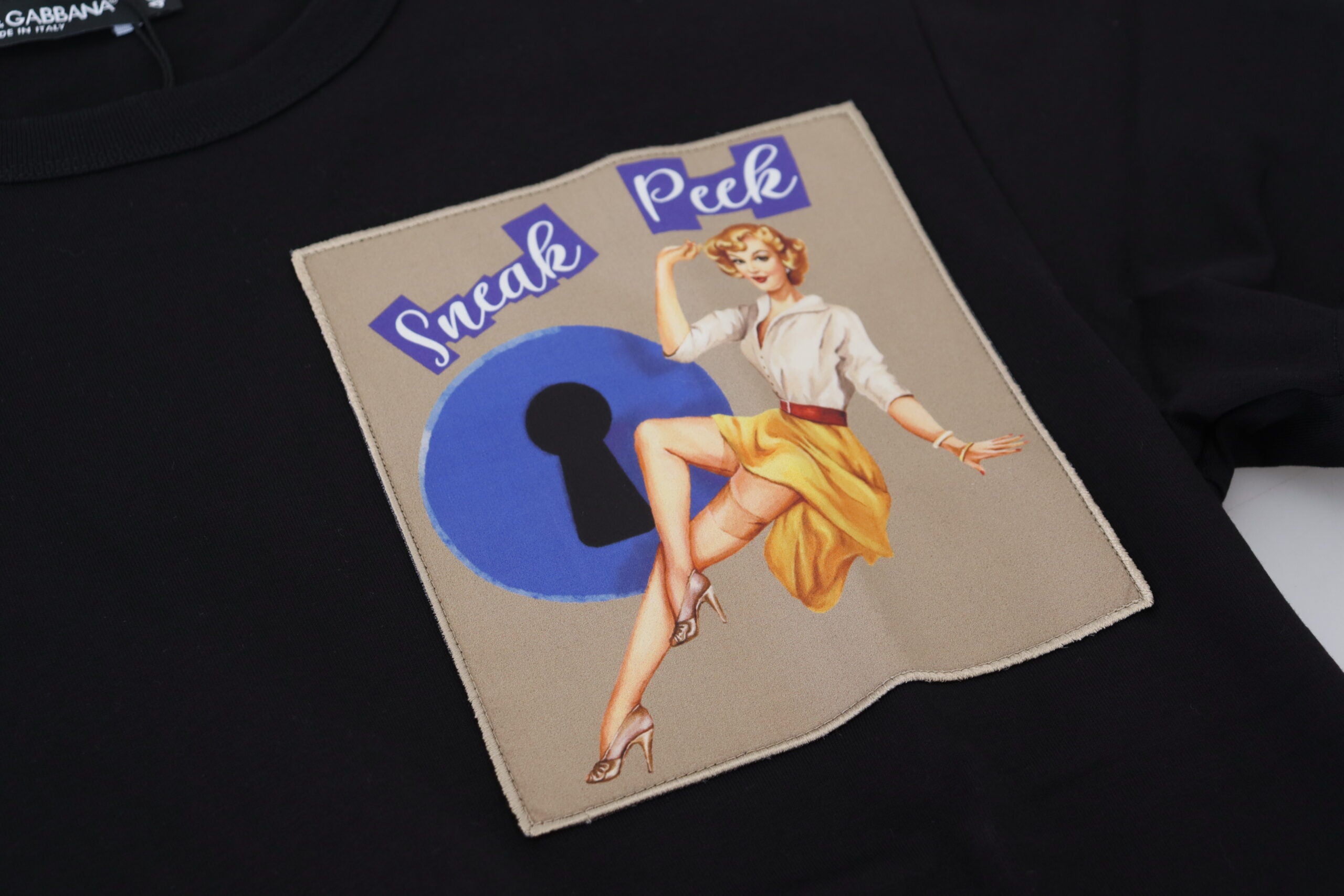 Dolce & Gabbana Black Sneak Peek Cotton Short Sleeve T-shirt -   -  Dolce & Gabbana. Dolce & Gabbana Black Sneak Peek Cotton Short Sleeve T-shirt -   -  Dolce & Gabbana.