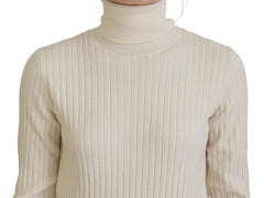 Dolce & Gabbana Ivory Turtleneck Distressed Cuff Pullover Sweater -   -  Dolce & Gabbana.