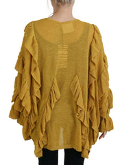 Aniye By Gold Long Sleeves Ruffled Women Cardigan Sweater -   -  Aniye By.