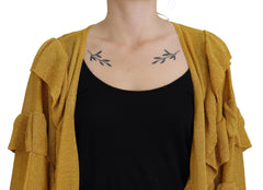 Aniye By Gold Long Sleeves Ruffled Women Cardigan Sweater -   -  Aniye By.