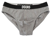 DsquaredΒ² Gray DSURF Logo Cotton Stretch Men Brief Underwear -   -  DsquaredΒ².