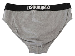 Dsquared² Gray DSURF Logo Cotton Stretch Men Brief Underwear - - Dsquared².