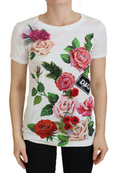 Dolce & Gabbana White Rose DGLogo Printed Short Sleeves Top -   -  Dolce & Gabbana.