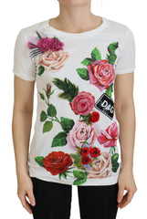 Dolce & Gabbana White Rose DGLogo Printed Short Sleeves Top -   -  Dolce & Gabbana.