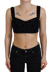 Dolce & Gabbana Black Leopard Cropped Bustier Corset Bra Top -   -  Dolce & Gabbana.