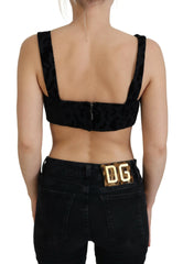 Dolce & Gabbana Black Leopard Cropped Bustier Corset Bra Top -   -  Dolce & Gabbana.