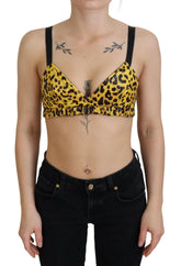 Dolce & Gabbana Yellow Leopard Cropped Bustier Corset Bra Top -   -  Dolce & Gabbana.