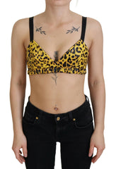 Dolce & Gabbana Yellow Leopard Cropped Bustier Corset Bra Top -   -  Dolce & Gabbana.