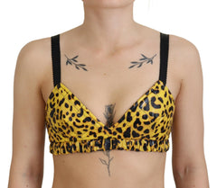 Dolce & Gabbana Yellow Leopard Cropped Bustier Corset Bra Top -   -  Dolce & Gabbana.