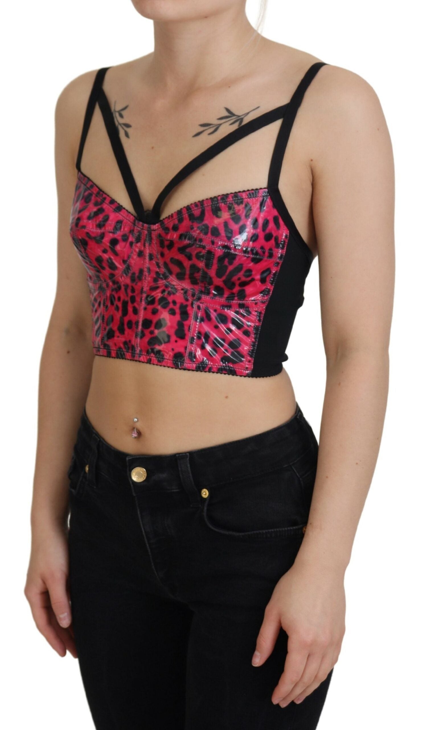 Dolce & Gabbana Pink Leopard Print Cropped Bustier Corset Top -   -  Dolce & Gabbana. Dolce & Gabbana Pink Leopard Print Cropped Bustier Corset Top -   -  Dolce & Gabbana.