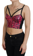 Dolce & Gabbana Pink Leopard Print Cropped Bustier Corset Top -   -  Dolce & Gabbana.