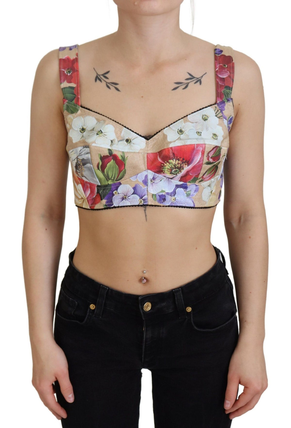 Dolce & Gabbana Multicolor Floral Cropped Bustier Corset Top -   -  Dolce & Gabbana.
