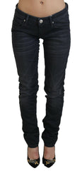 Acht Black Washed Low Waist Slim Fit Cotton Denim Jeans -   -  Acht.