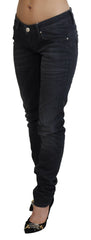 Acht Black Washed Low Waist Slim Fit Cotton Denim Jeans -   -  Acht.