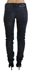 Acht Black Washed Low Waist Slim Fit Cotton Denim Jeans -   -  Acht.