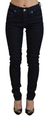 Acht Dark Blue Low Waist Slim Fit Women Denim Jeans -   -  Acht.