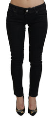 Acht Black Low Waist Slim Fit Cotton Denim Jeans -   -  Acht.