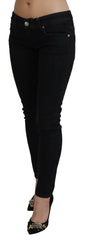 Acht Black Low Waist Slim Fit Cotton Denim Jeans -   -  Acht.