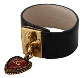 Dolce & Gabbana Black Dauphine Leather DG Heart Key Ring Bracelet -   -  Dolce & Gabbana.
