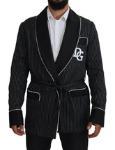 Dolce & Gabbana Black Robe Striped DG Patch Jacket Men Blazer -   -  Dolce & Gabbana.