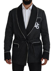 Dolce & Gabbana Black Robe Striped DG Patch Jacket Men Blazer -   -  Dolce & Gabbana.