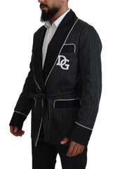 Dolce & Gabbana Black Robe Striped DG Patch Jacket Men Blazer -   -  Dolce & Gabbana.