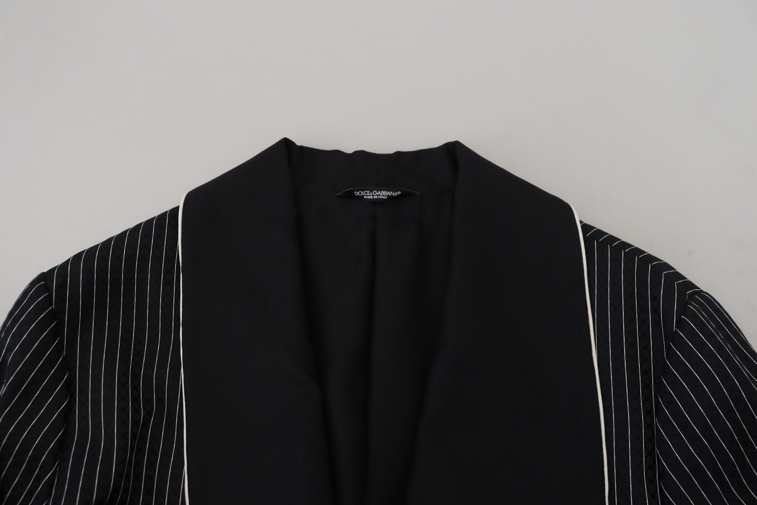 Dolce & Gabbana Black Robe Striped DG Patch Jacket Men Blazer -   -  Dolce & Gabbana. Dolce & Gabbana Black Robe Striped DG Patch Jacket Men Blazer -   -  Dolce & Gabbana.