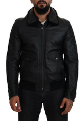 Dolce & Gabbana Black Lamb Leather Collared Men Coat Jacket -   -  Dolce & Gabbana.