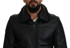 Dolce & Gabbana Black Lamb Leather Collared Men Coat Jacket -   -  Dolce & Gabbana.