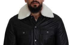Dolce & Gabbana Black Lamb Leather Collared Men Coat Jacket -   -  Dolce & Gabbana.