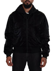 Dolce & Gabbana Black Nylon Hooded Full Zip Bomber Jacket -   -  Dolce & Gabbana.