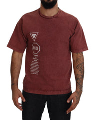 Dolce & Gabbana Maroon Print Round Neck Short Sleeves T-shirt - - Dolce & Gabbana.