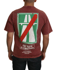 Dolce & Gabbana Maroon Print Round Neck Short Sleeves T-shirt - - Dolce & Gabbana.