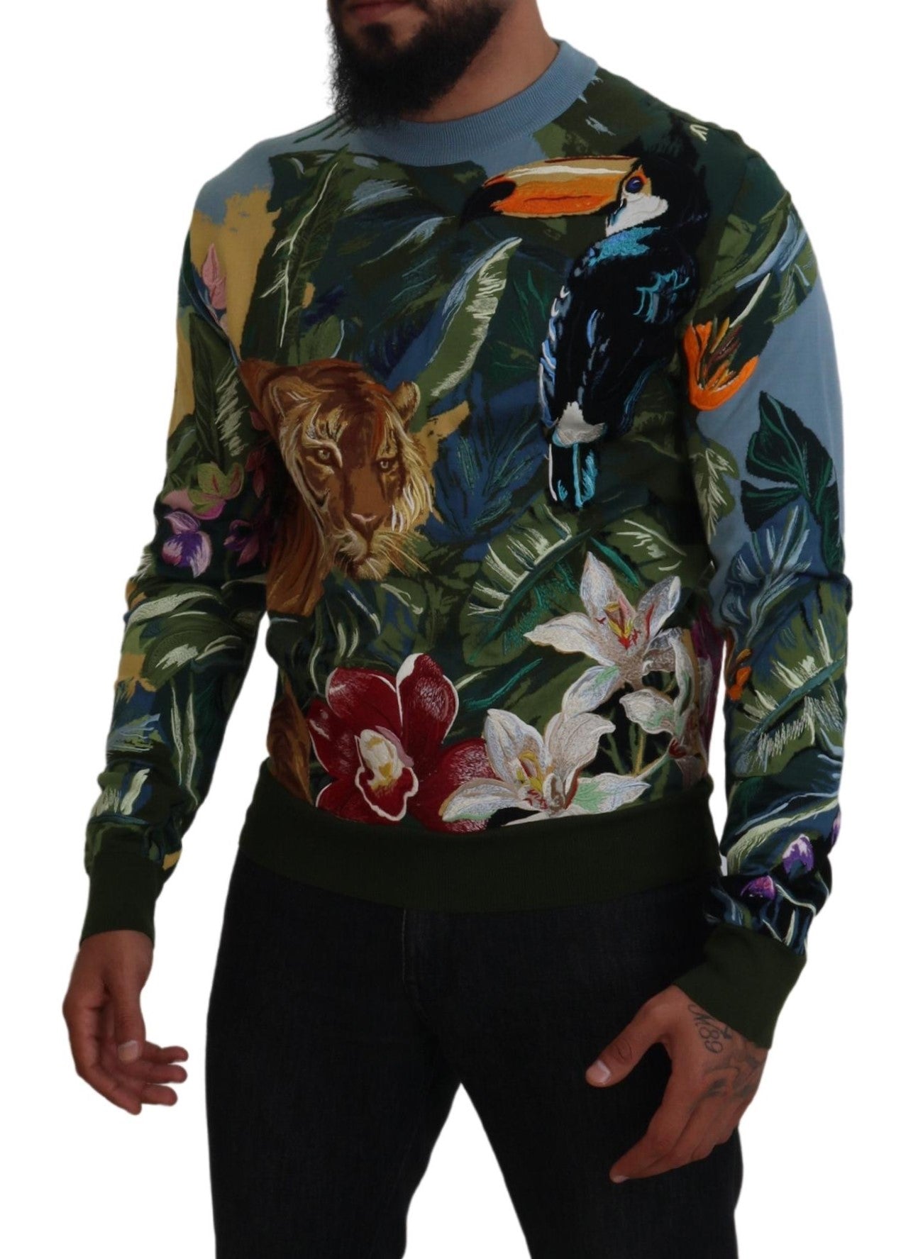 Dolce & Gabbana Multicolor Jungle Wool Pullover Logo Sweater -   -  Dolce & Gabbana. Dolce & Gabbana Multicolor Jungle Wool Pullover Logo Sweater -   -  Dolce & Gabbana.