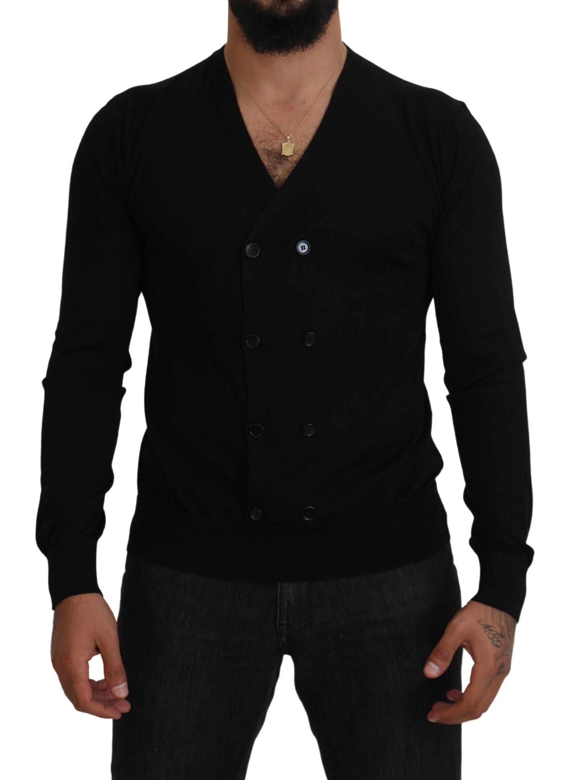 Dolce & Gabbana Black Cashmere Button Down Cardigan Sweater -   -  Dolce & Gabbana.