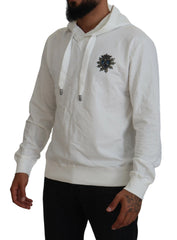 Dolce & Gabbana White Cotton Hooded Sweatshirt Logo Sweater -   -  Dolce & Gabbana.