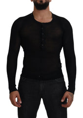 Dolce & Gabbana Black Cashmere Button Pullover Sweater -   -  Dolce & Gabbana.