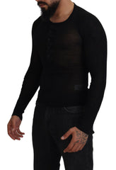 Dolce & Gabbana Black Cashmere Button Pullover Sweater -   -  Dolce & Gabbana.