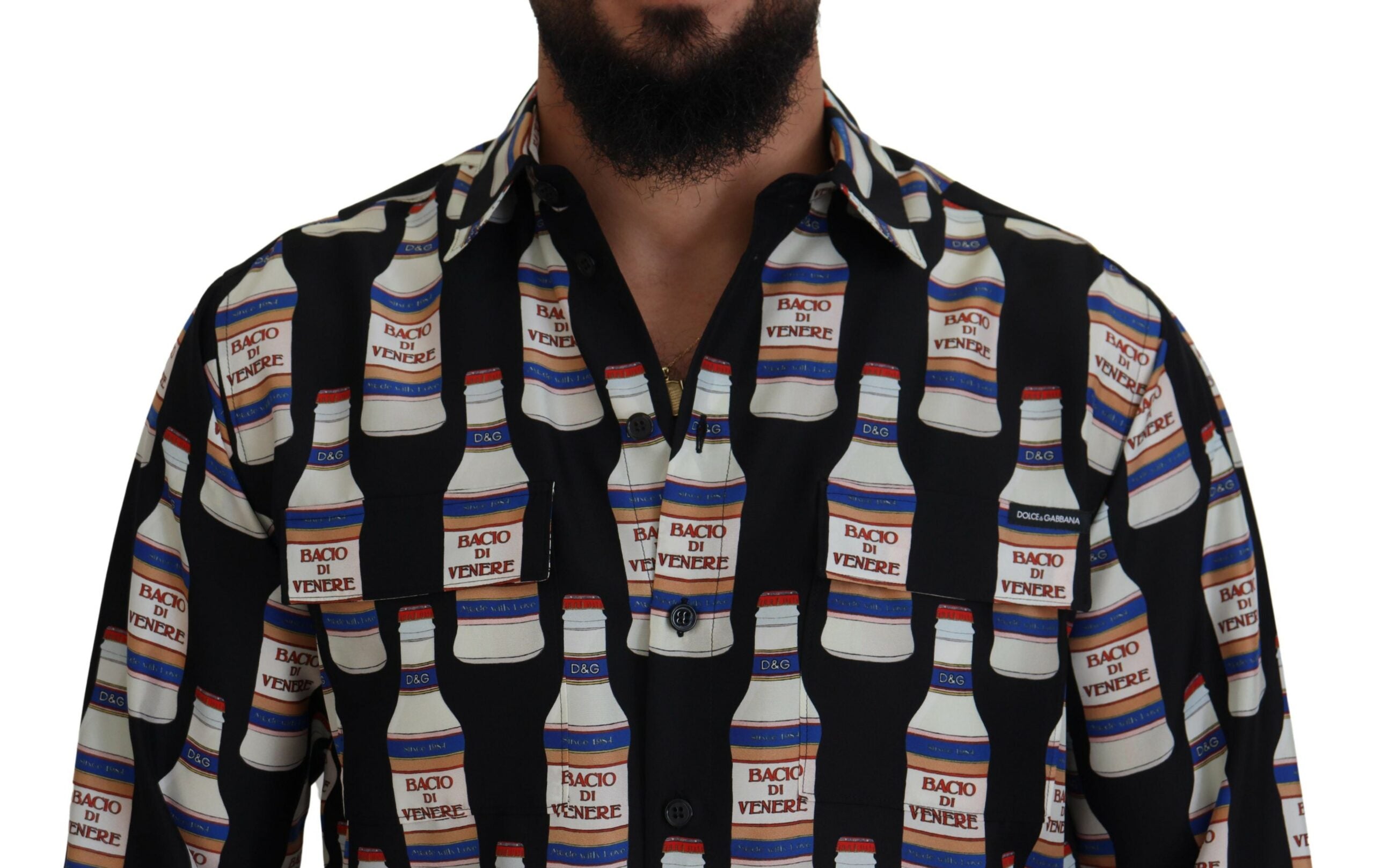 Dolce & Gabbana Black Silk Printed Collared Men Casual Shirt -   -  Dolce & Gabbana. Dolce & Gabbana Black Silk Printed Collared Men Casual Shirt -   -  Dolce & Gabbana.