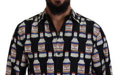Dolce & Gabbana Black Silk Printed Collared Men Casual Shirt -   -  Dolce & Gabbana.