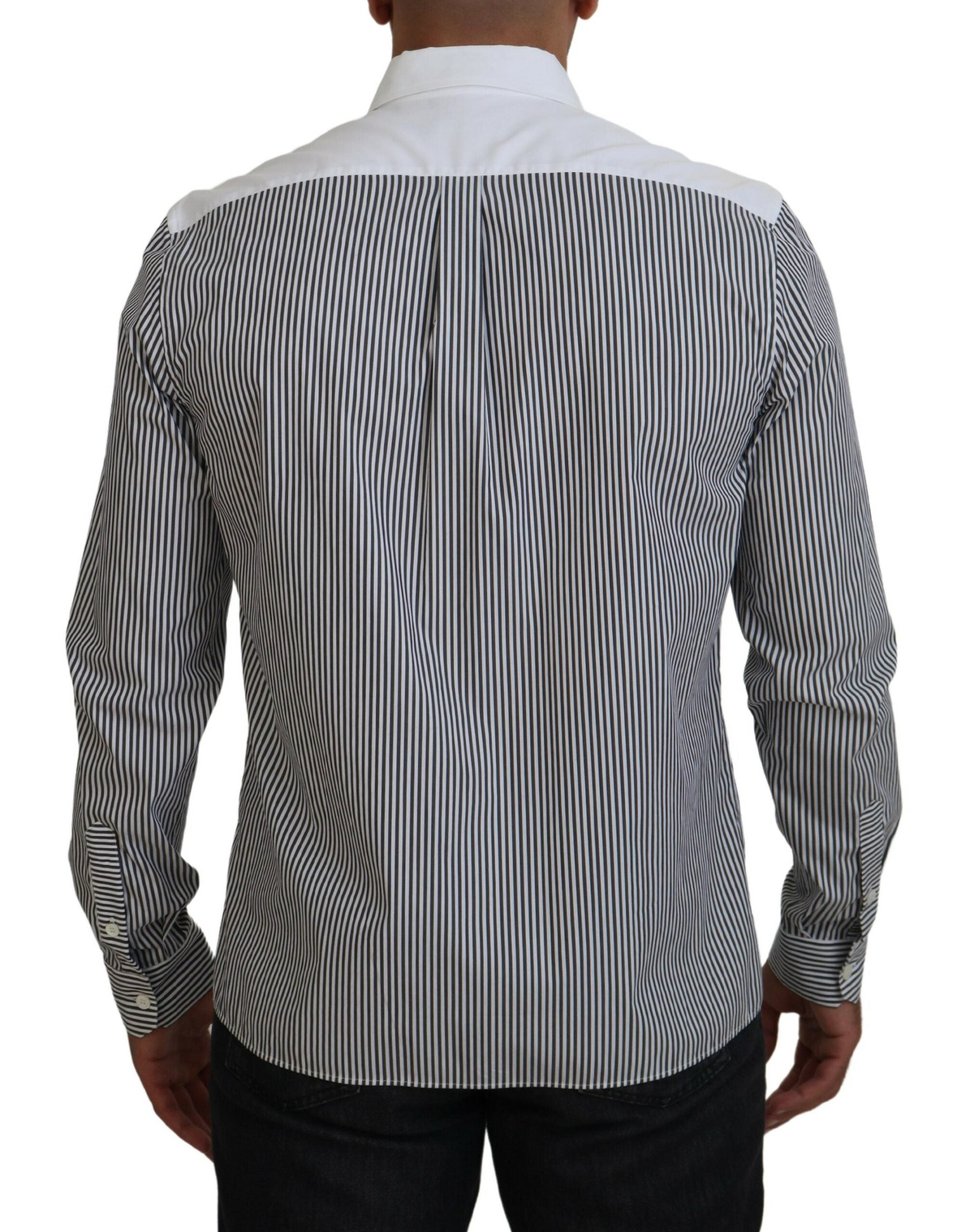 Dolce & Gabbana Black White Striped Printed Casual Cotton Shirt -   -  Dolce & Gabbana. Dolce & Gabbana Black White Striped Printed Casual Cotton Shirt -   -  Dolce & Gabbana.